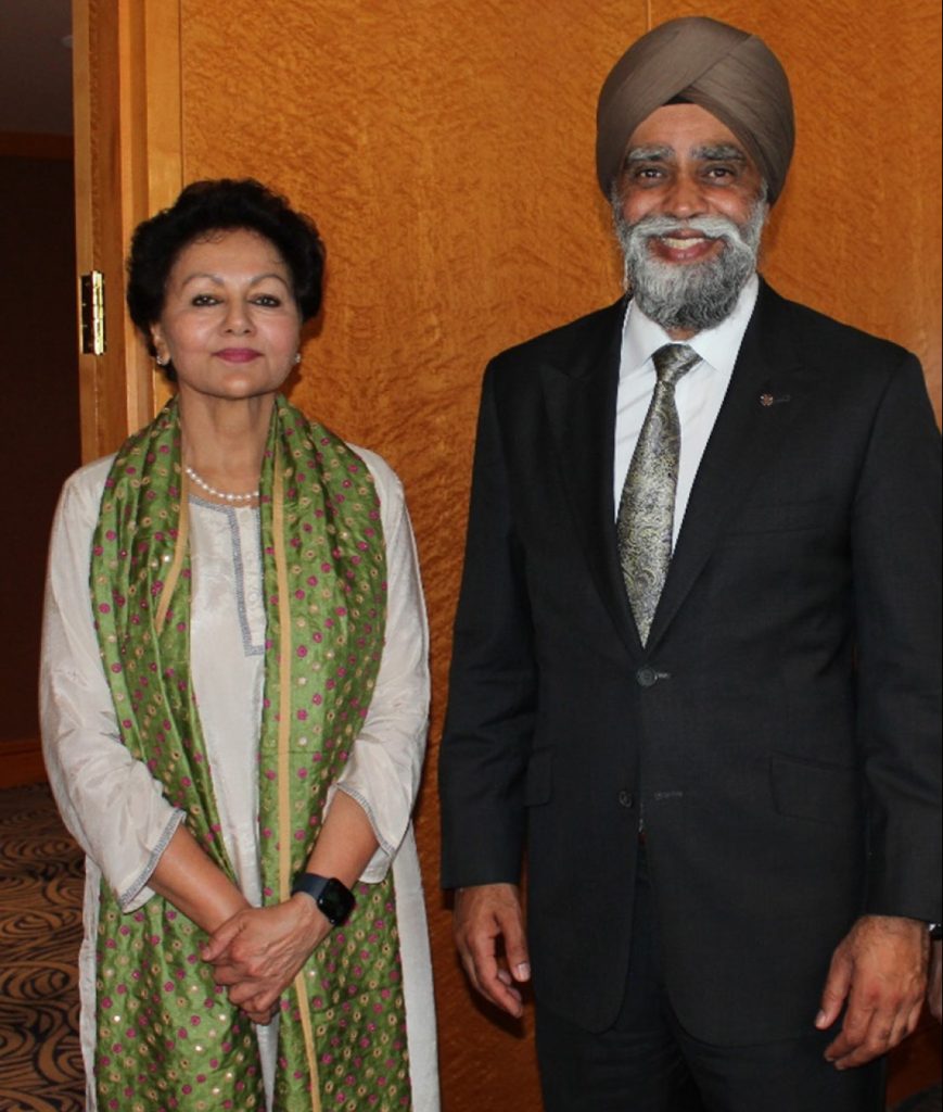 Hon Harjit S Sajjan, Canadian Minister of International Development with Prof Asha Kanwar
