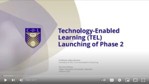 presentation cover of "technology-enabled learning (TEL) launching of phase 2"
