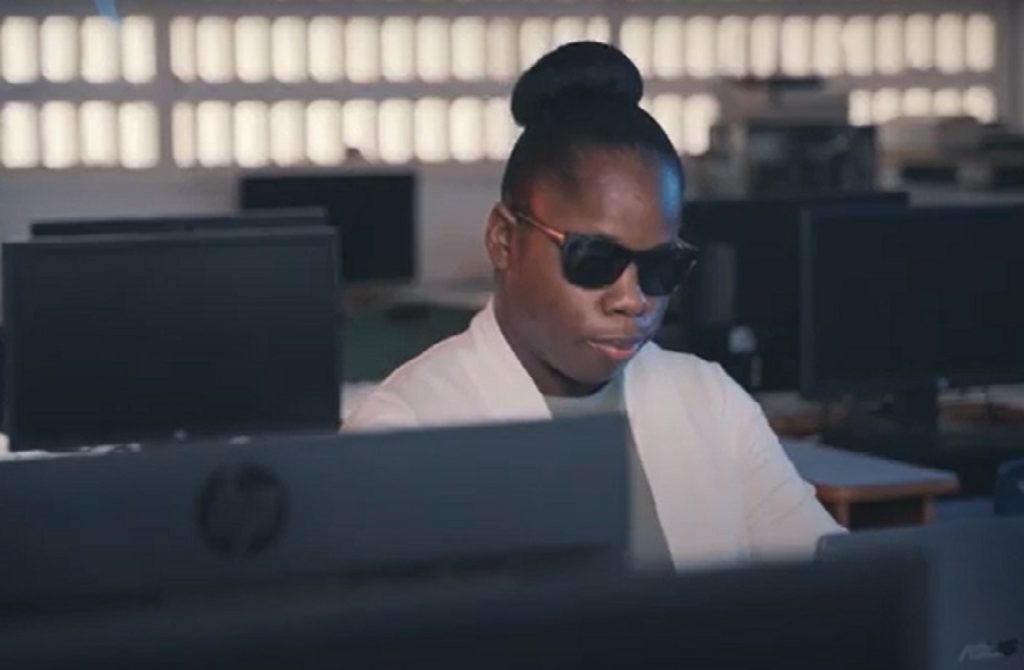 a person with a disability using a computer