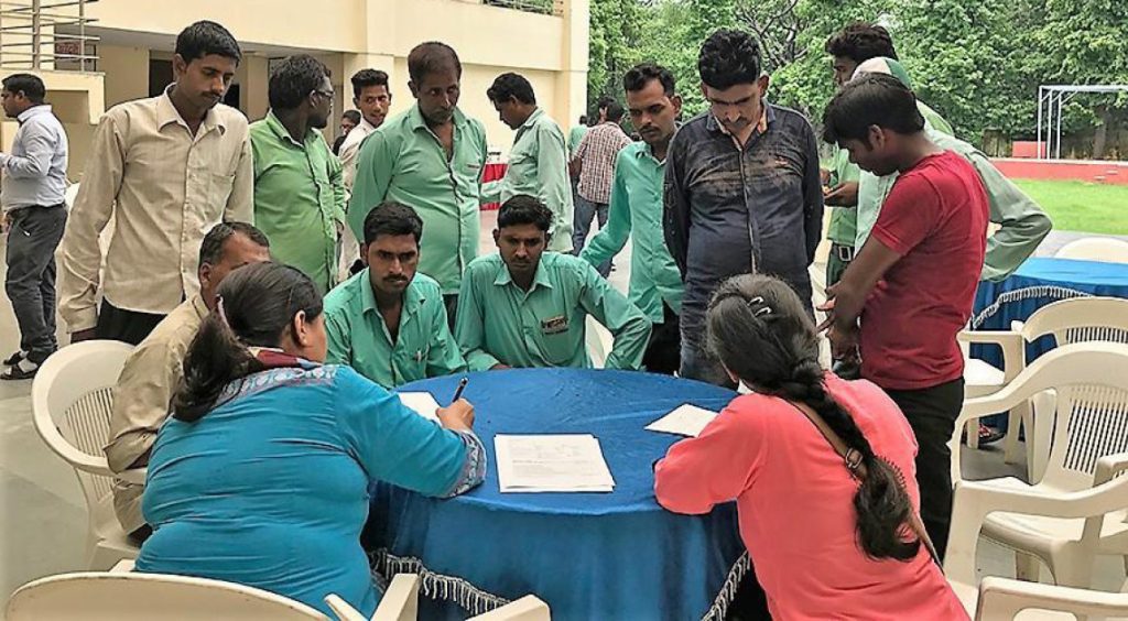 Learners gathered around a table