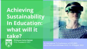 presentation cover of "achieving sustainability on education: what will it take?"