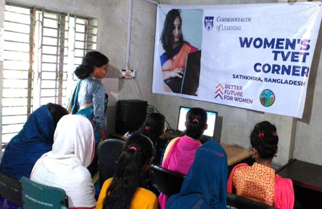 Participants at Women’s TVET Corner attending training